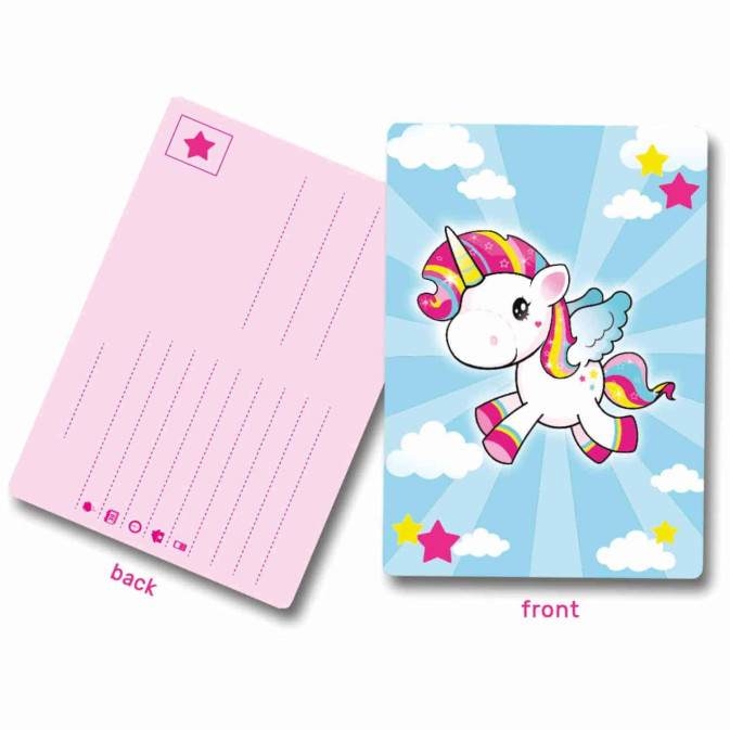 8 biglietti d'invito per il compleanno di un bambino con unicorno