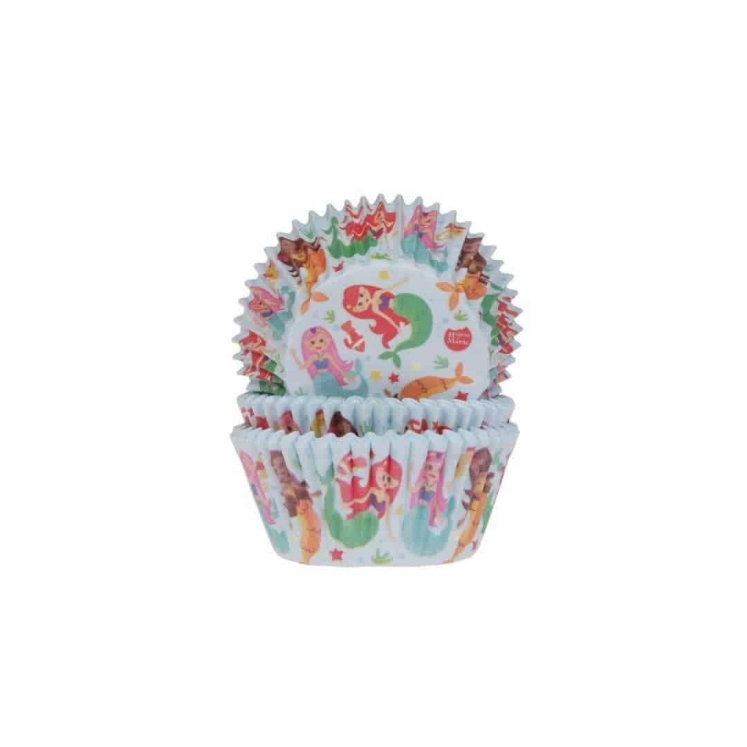 50 pirottini per cupcake a forma di sirena