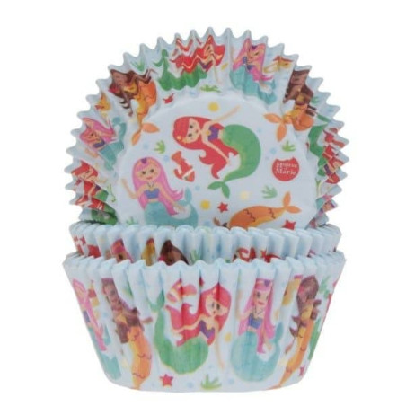 50 pirottini per cupcake a forma di sirena